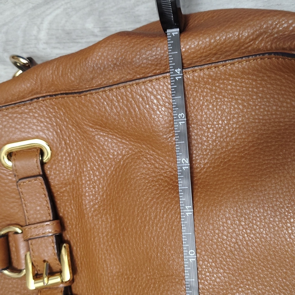 Gorgeous Michael Kors Brown Leather Satchel with Gold Accents - Picture 13 of 14
